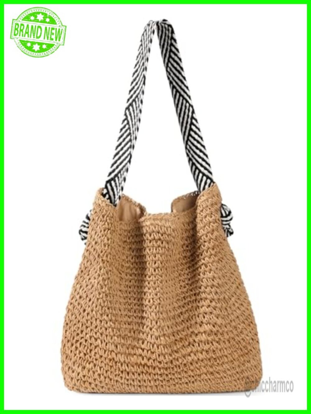Straw Beach Tote Bag Boho Woven Crossbody Shoulder Handbag